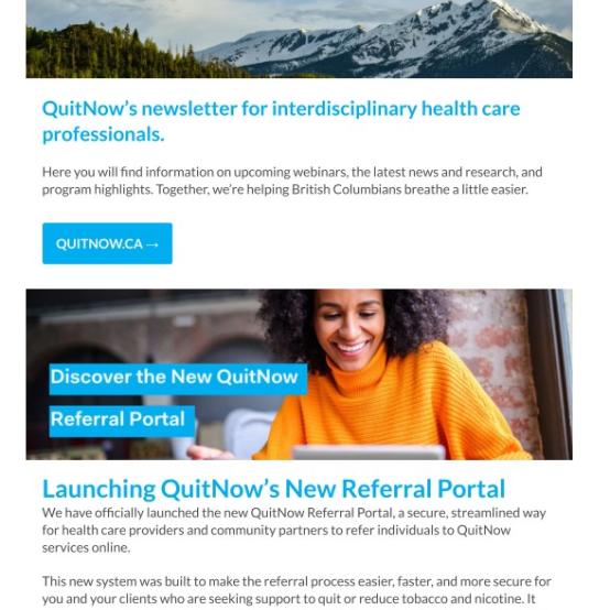 Thumbnail of January 2026 QuitNow’s newsletter for interdisciplinary health care professionals