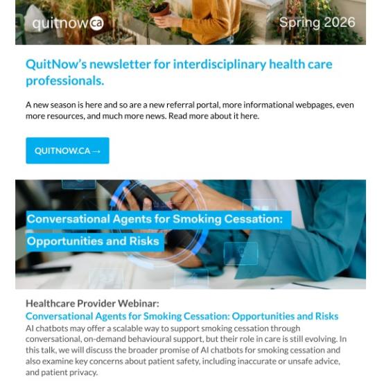 Thumbnail of May 2026 QuitNow’s newsletter for interdisciplinary health care professionals