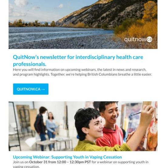Thumbnail of October 2024 QuitNow’s newsletter for interdisciplinary health care professionals